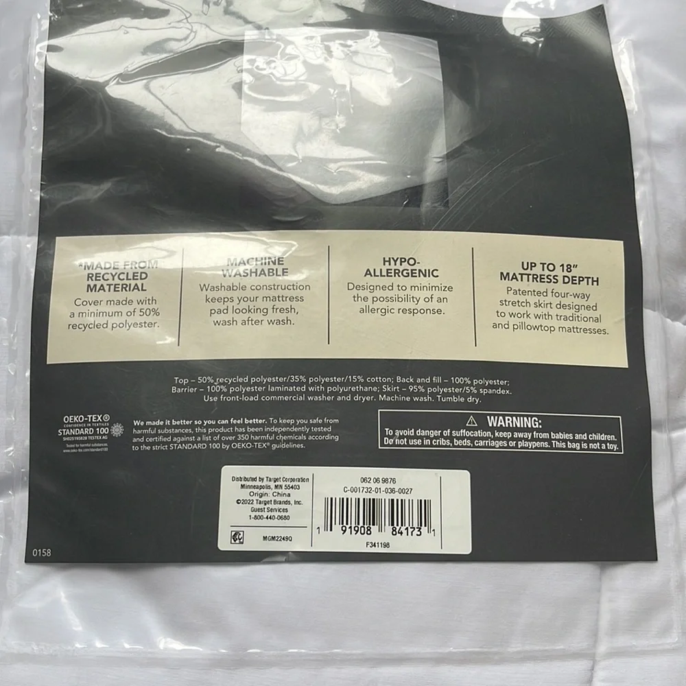Threshold White Extra Plush Down Alternative Mattress Pad Queen